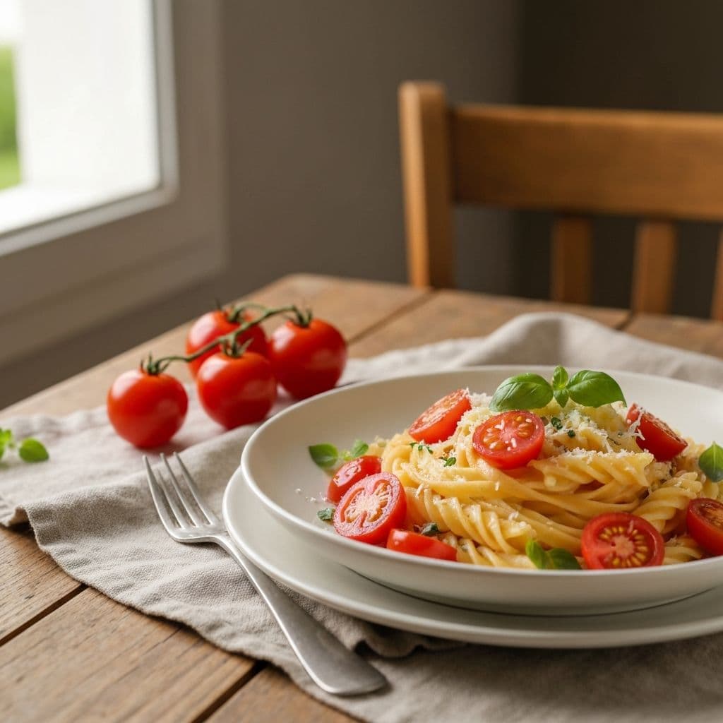 Plat de pâtes fraîches aux herbes